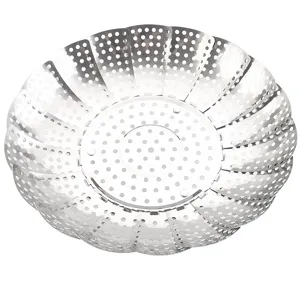 Ausziehbarer Dämpfeinsatz aus Edelstahl und Gemüsesieb mit Lotusblatt-Design