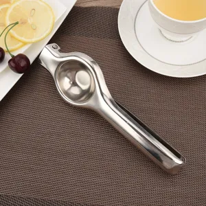 Durable stainless steel manual citrus juicer and lemon squeezer for home kitchen use