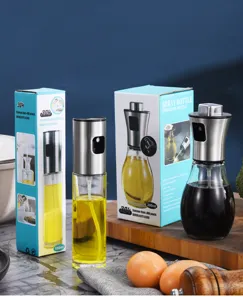 Detailed view of 304 stainless steel and glass oil sprayer bottles for home kitchen