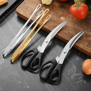 Mehrzweck-Küchenschere und Zangenset aus Edelstahl für BBQ und Hähnchen