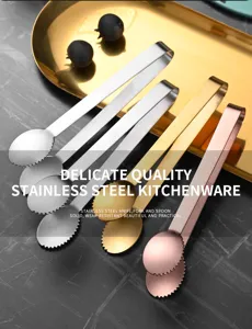 Detailed view of serrated stainless steel sugar tongs in rose gold and silver