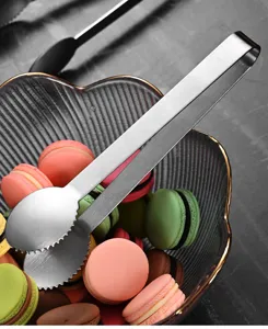 Detailed view of 304 stainless steel sugar tongs with serrated edges for better grip