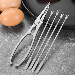 Zinc Alloy Crab Cracker And 304 Stainless Steel Crab Picks Picks Set Multifunctional Seafood Tools For Lobster Shellfish Shell Cracking Kitchen Dining Accessories