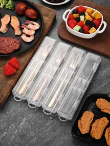 Portable 3-piece stainless steel cutlery sets in various colors with storage cases