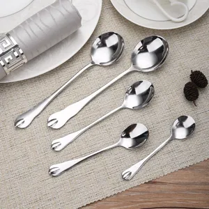 Modern Stainless Steel Water Drop Round Spoon Mirror Polished Soup Dessert Spoon Minimalist Home Kitchen Dinnerware Spoon For Adult Student