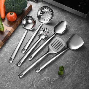 Utensilios De Cocina De Acero Inoxidable Integrados Espátula De Cocina Pulido Espejo Cucharón Cuchara Ranurada Utensilios Resistentes Al Calor
