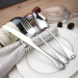 Mirror Polished 410 Stainless Steel Cutlery Water Drop Handle Dinner Knife Steak Knife Fork Spoon Tableware Collection