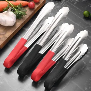 Edelstahl Servierzange Küche Kochen Grillzange Mit Verbrühungsschutz Silikon Griff Rutschfest Robuste Zange Für Grillen Servieren Brot Steak Fleisch Salat