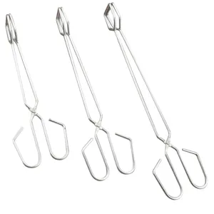 Set di 3 pinze per carbone in acciaio inox per barbecue all'aperto