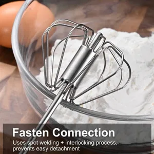 Durable semi-automatic stainless steel egg whisk beater for baking and mixing cream