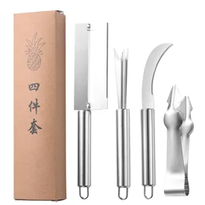 Professional 4-piece stainless steel pineapple peeler and fruit eye remover tool set