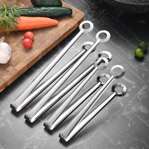 Pinces de cuisine longues en acier inoxydable pour friture et service