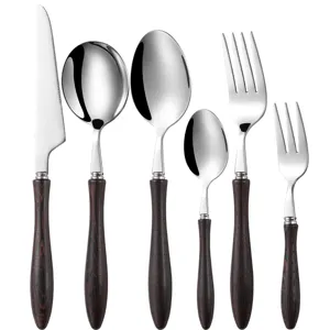 Premium vintage wooden handle stainless steel cutlery set with wenge wood finish
