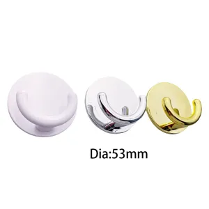 Gancio adesivo da parete, base tonda 53mm, appendiabiti e porta asciugamani senza fori.