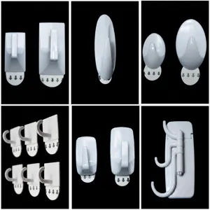 Ganci Adesivi Moderni in ABS Bianco Appendiabiti da Parete Senza Fori Per Cucina Bagno Porta Organizzazione Domestica Ganci