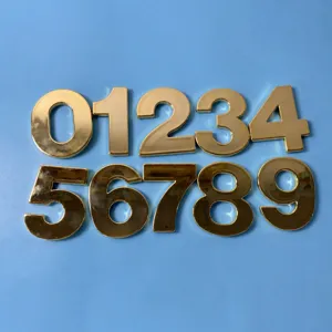 Gold ABS Plastic Door Numbers Arabic Numerals Hotel Room Doorplate Electroplated Number Sign Home Hardware