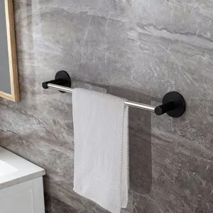Matte black stainless steel bathroom towel bar modern wall mounted towel rail hardware holder