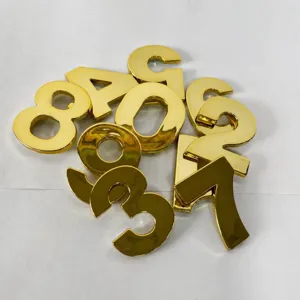 Gold ABS plastic electroplated door numbers sign hotel house numbers identification