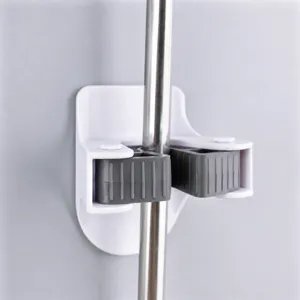 Portamocio Autoadesivo Organizer per Scopa da Parete Appendiscopa Ganci di Stoccaggio Multiuso per Organizzazione Bagno Cucina