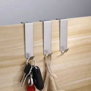 Stainless steel over door hook punch free cabinet bedroom hat coat hanging hook detail view