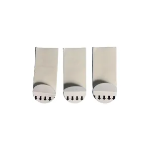 Double-sided adhesive picture hanging strips with pull tabs for damage-free wall mounting.