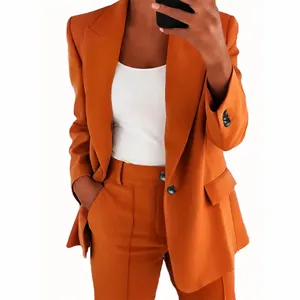Women's Business Casual Blazer And Long Pants Suit Set Professional Commuter Two Piece Outfit Workwear