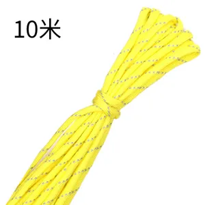 Detailed close-up view of 4mm 7-core reflective yellow paracord bundle, 10 meters length