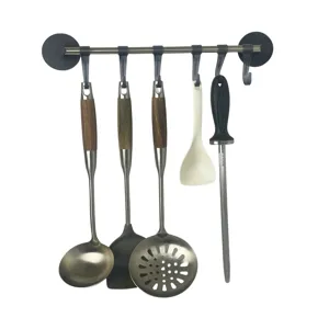Estante de almacenamiento de pared sin taladro con ganchos para cocina o baño.