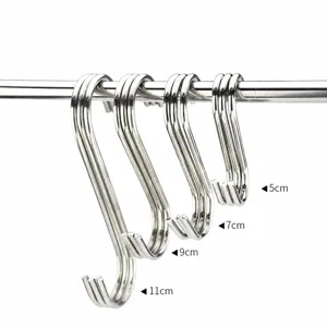 Stainless steel S hooks for kitchen and bathroom storage, heavy duty hanging hooks set.