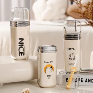 Portable Travel Gargle Cup Set Multifunctional Toothbrush Storage Box Cute Cartoon Printed Wash Cup Toiletries Organizer