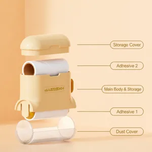 Portable lint roller with storage design, mini sticky hair remover for clothes and pet hair.