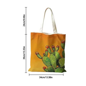 Guía detallada de tallas para el bolso de lona vintage con pintura al óleo cactus