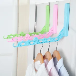 Detailed view of foldable clothes drying rack door hanging 5-hole hanger for home dorm