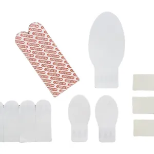 Punch-free heavy duty double sided adhesive replacement strips for hanging hooks.