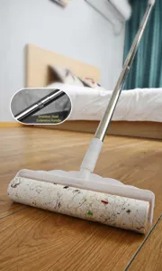 Long handle telescopic lint roller for clothes, large size dust remover brush with refill