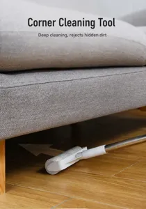 Long handle extendable lint roller for deep cleaning furniture gaps and floors easily.