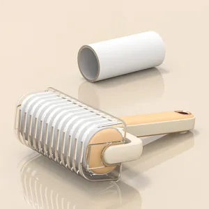 Portable color-blocking lint roller with cover and refill for clothes and sofa cleaning.