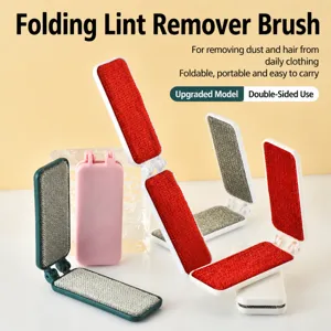 Portable Portable Folding Double-Sided Lint Remover Brush Creative Plastic Static Dust Cleaner Household Clothing Hair Fluff Cleaning Brush For Home Travel
