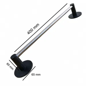 Stainless steel towel bar detail showing wall-mounted design and 400mm length for bathroom storage.