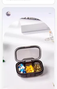 Mini pastillero portátil con compartimentos, estuche organizador de viaje diario.