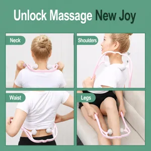 Masajeador manual de cuello y hombros con rodillos dobles para la relajación corporal.