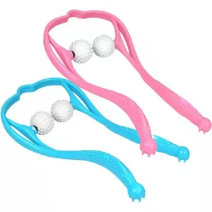 Masajeador de cuello manual rodillo columna vertebral rosa azul herramienta relax hogar