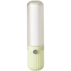 Portable sticky lint roller with transparent protective cover and pastel green handle for clothes.