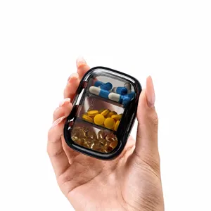 Mini pastillero portátil de 3 compartimentos, pequeño organizador de medicamentos para viajes.