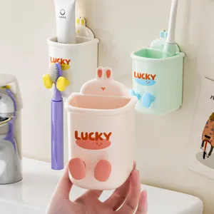 Wall-mounted toothbrush holder punch-free bathroom electric toothbrush storage rack cute rabbit