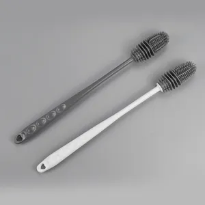 Silicone long-handled cup and bottle cleaning brush detail showing dual-color design.