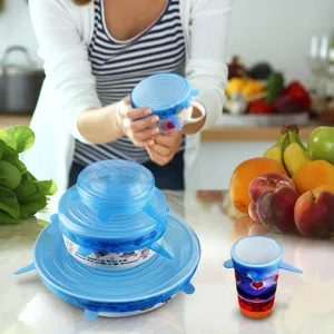 Silicone stretch lids food grade bowl covers 6 piece set kitchen reusable seal covers