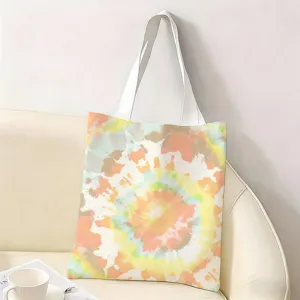 Sac fourre-tout écologique en toile avec motif spirale tie-dye arc-en-ciel vibrant