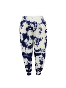 Casual women's tie-dye print loose high-waist cuffed trousers for daily spring and summer wear.