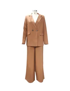 Women casual loose blazer and wide leg pants suit set, perfect for autumn winter daily wear.